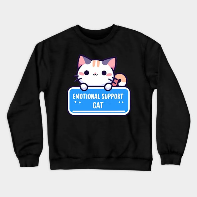 Kawaii Emotional Support Cat Crewneck Sweatshirt by TomFrontierArt